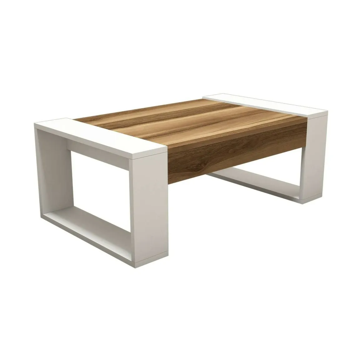 Tavolino da salotto rettangolare noce e bianco 102x60x37h cm - Kaffa