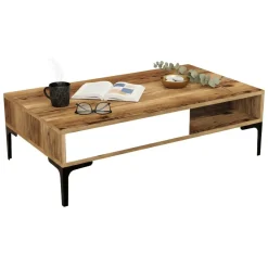 Tavolini Da Salotto|Salotto > Dmora Tavolino da salotto rettangolare noce e bianco 105x60x34h cm - Atrani Bianco Marmo, Marrone Noce