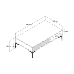 Tavolini Da Salotto|Salotto > Dmora Tavolino da salotto rettangolare noce e bianco 105x60x34h cm - Atrani Bianco Marmo, Marrone Noce