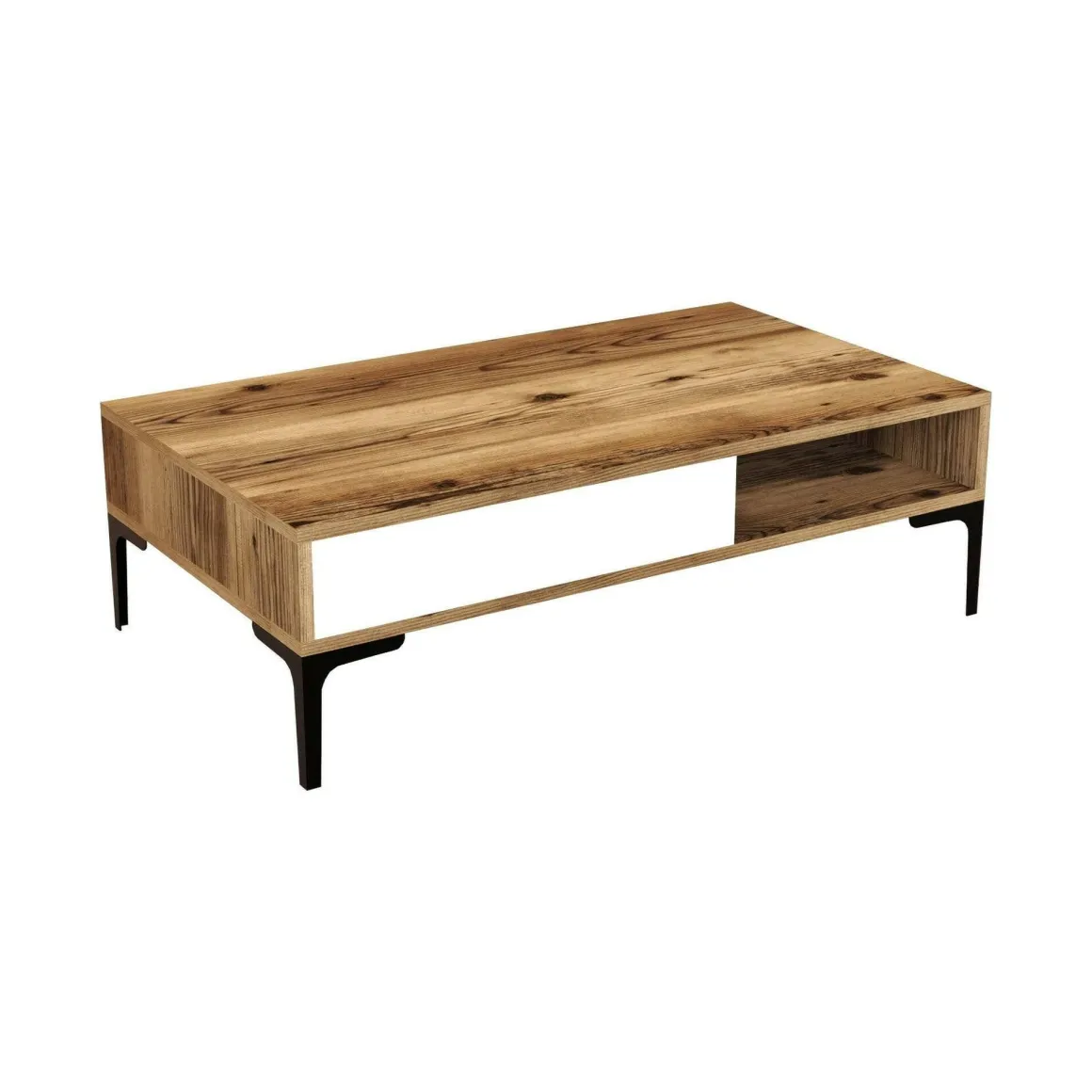 Tavolino da salotto rettangolare noce e bianco 105x60x32h cm - Gru