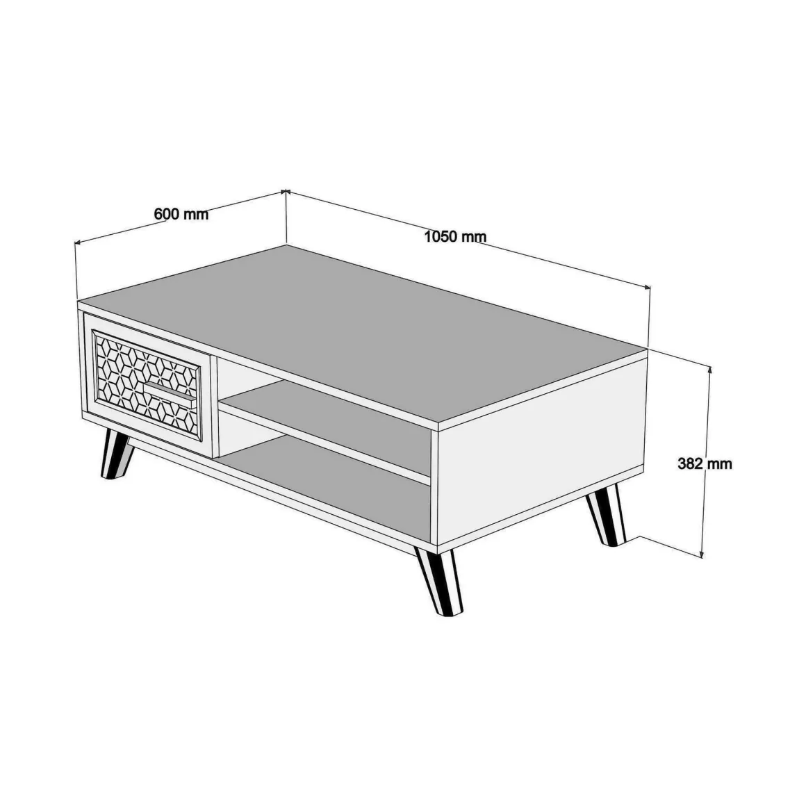 Tavolino da salotto rettangolare noce e bianco 105x60x38h cm - Thimphu