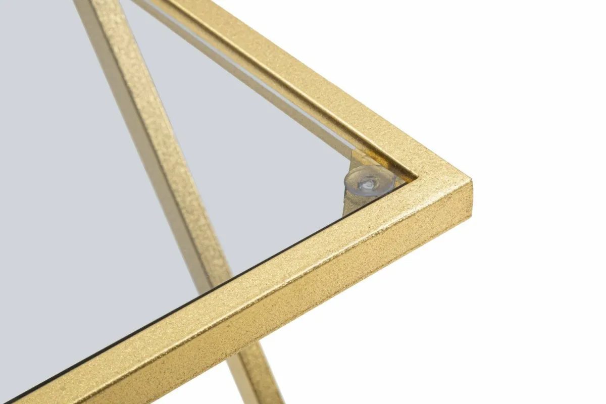 Tavolini Da Salotto > Dmora Tavolino da salotto rettangolare oro 40x40x60h cm vetro fumé - Ono Oro Oro
