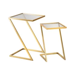 Tavolini Da Salotto > Dmora Tavolino da salotto rettangolare oro 40x40x60h cm vetro fumé - Ono Oro Oro
