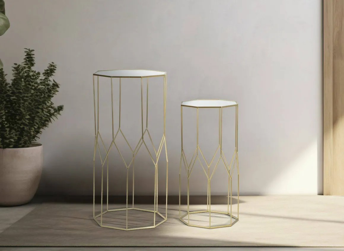 Tavolino da salotto rettangolare oro 50x46x100h cm - George
