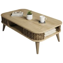 Tavolini Da Salotto|Salotto > Dmora Tavolino da salotto rettangolare quercia 80x50x27h cm - Telescopio Marrone Quercia