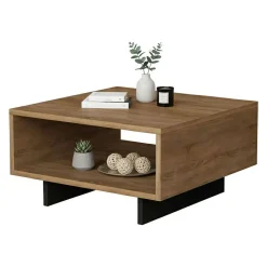 Tavolini Da Salotto|Salotto > Dmora Tavolino da salotto rettangolare quercia e bianco 90x60x31h cm - Ay Bianco, Marrone Quercia