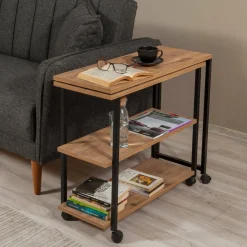 Tavolino da salotto rettangolare quercia e nero 70x76x63h cm - Lagaros