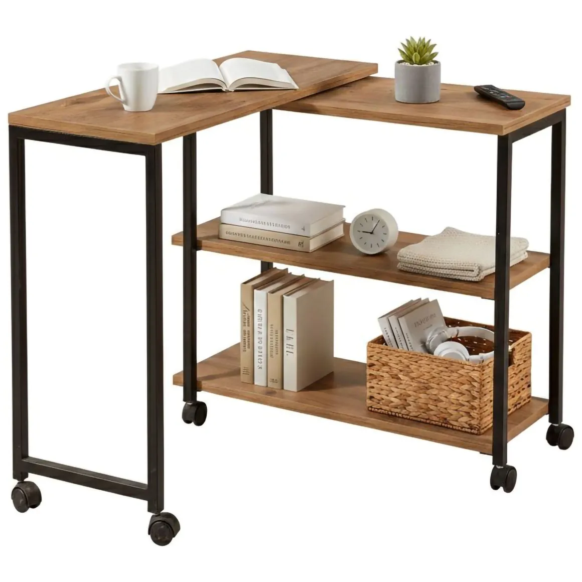 Tavolino da salotto rettangolare quercia e nero 70x76x63h cm - Lagaros