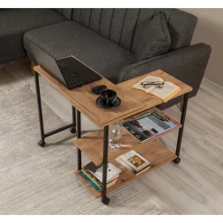 Tavolino da salotto rettangolare quercia e nero 70x76x63h cm - Lagaros