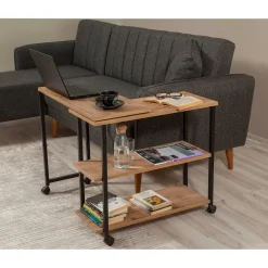 Tavolino da salotto rettangolare quercia e nero 70x76x63h cm - Lagaros