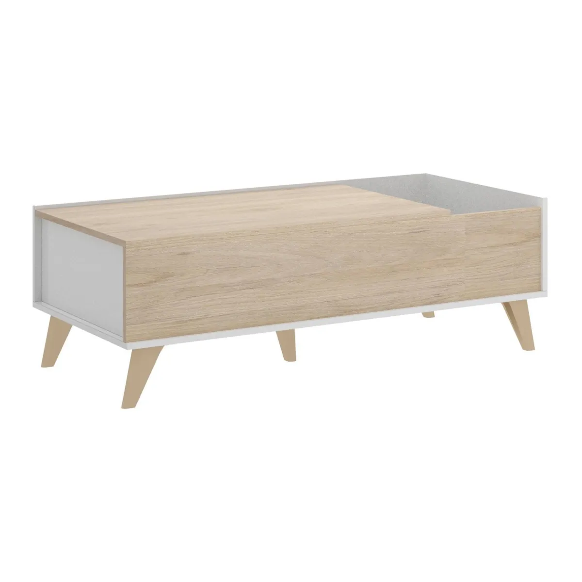 Tavolini Da Salotto|Salotto > Dmora Tavolino da salotto rettangolare rovere e bianco 99x60x41h cm - Alexius Bianco, Marrone Rovere