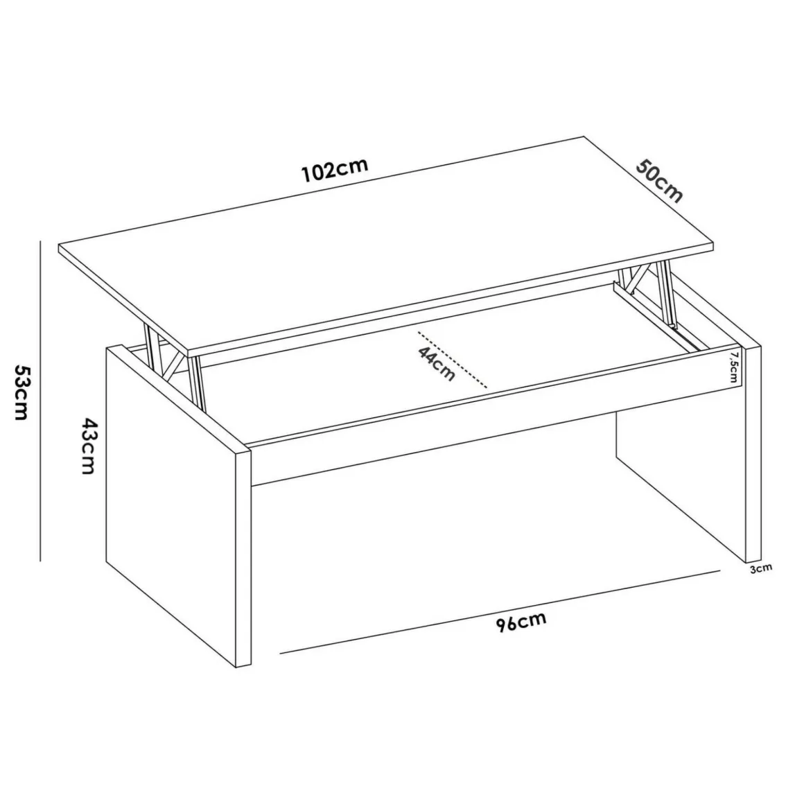 Tavolino da salotto rettangolare rovere nodi 102x50x43h cm - Audi
