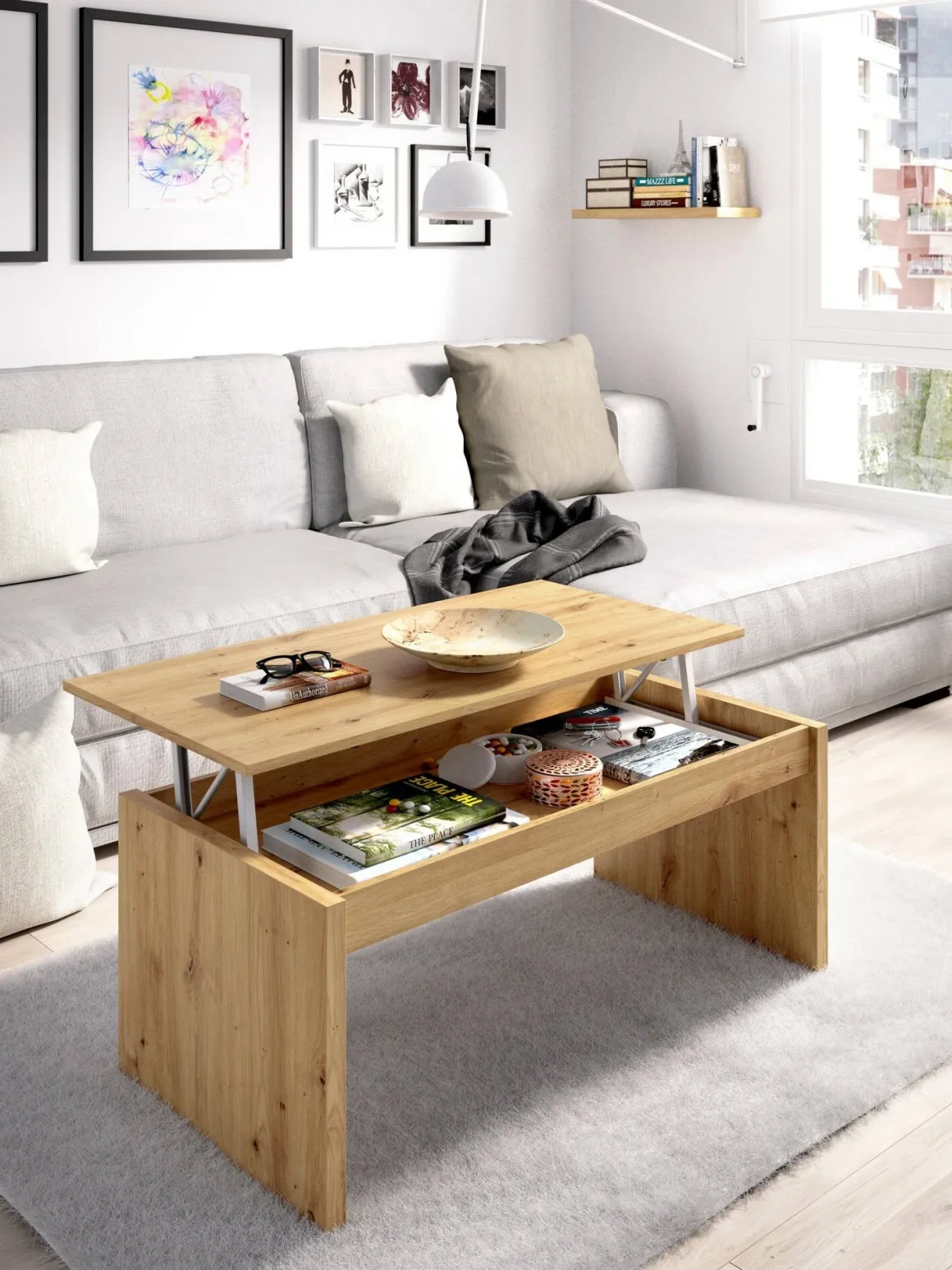 Tavolino da salotto rettangolare rovere nodi 102x50x43h cm - Audi