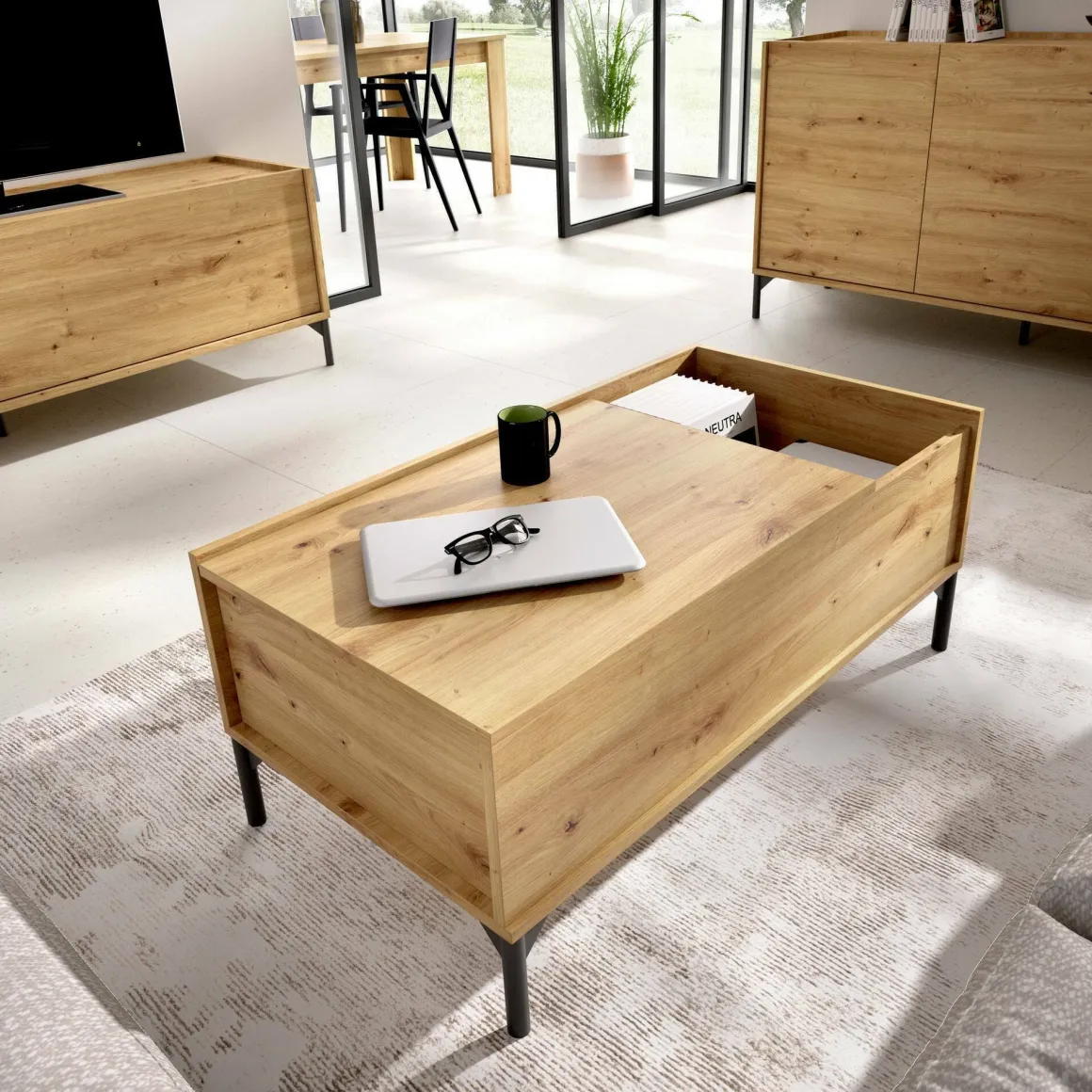 Tavolino da salotto rettangolare rovere nodi 99x60x41h cm - Alexius