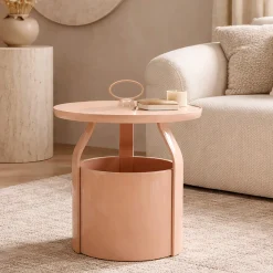 Tavolino da Salotto Rosa Forma Rotondo Colore Ripiano Rosa 46x54x46h cm, Materiale Piano in Plastica - Inle