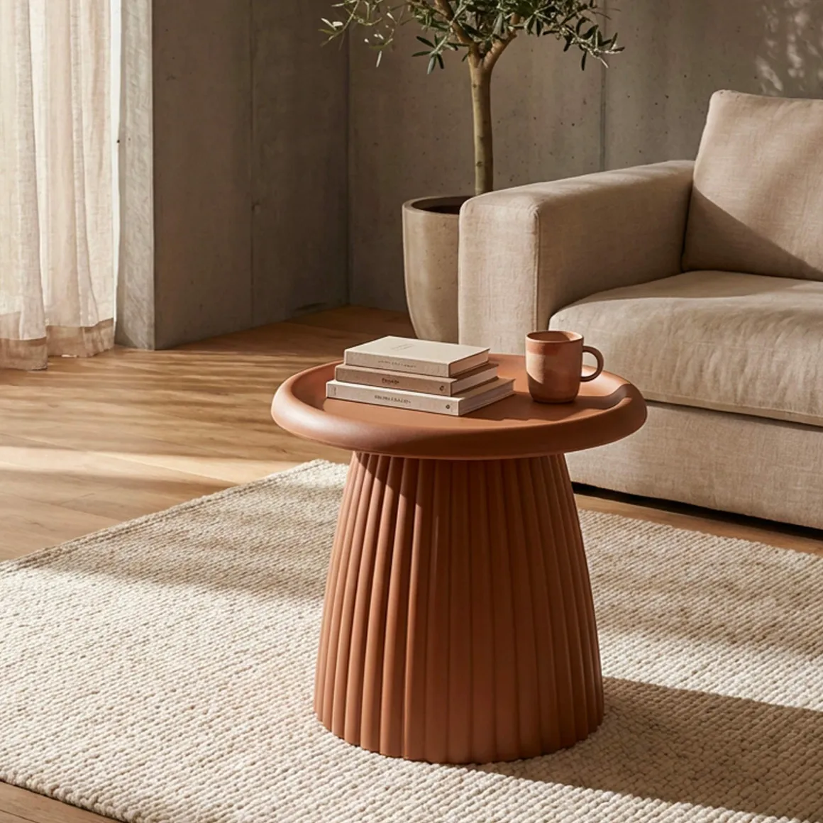 Tavolino da Salotto Rosso Adatto per Indoor/outdoor Forma Rotondo 52x45x52h cm, Colore Ripiano Rosso - Kampot