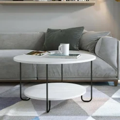 Tavolino da salotto rotondo bianco 80x80x45h cm - Plodio
