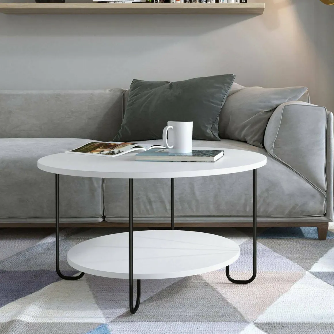 Tavolino da salotto rotondo bianco 80x80x45h cm - Plodio