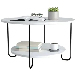 Tavolino da salotto rotondo bianco 80x80x45h cm - Plodio