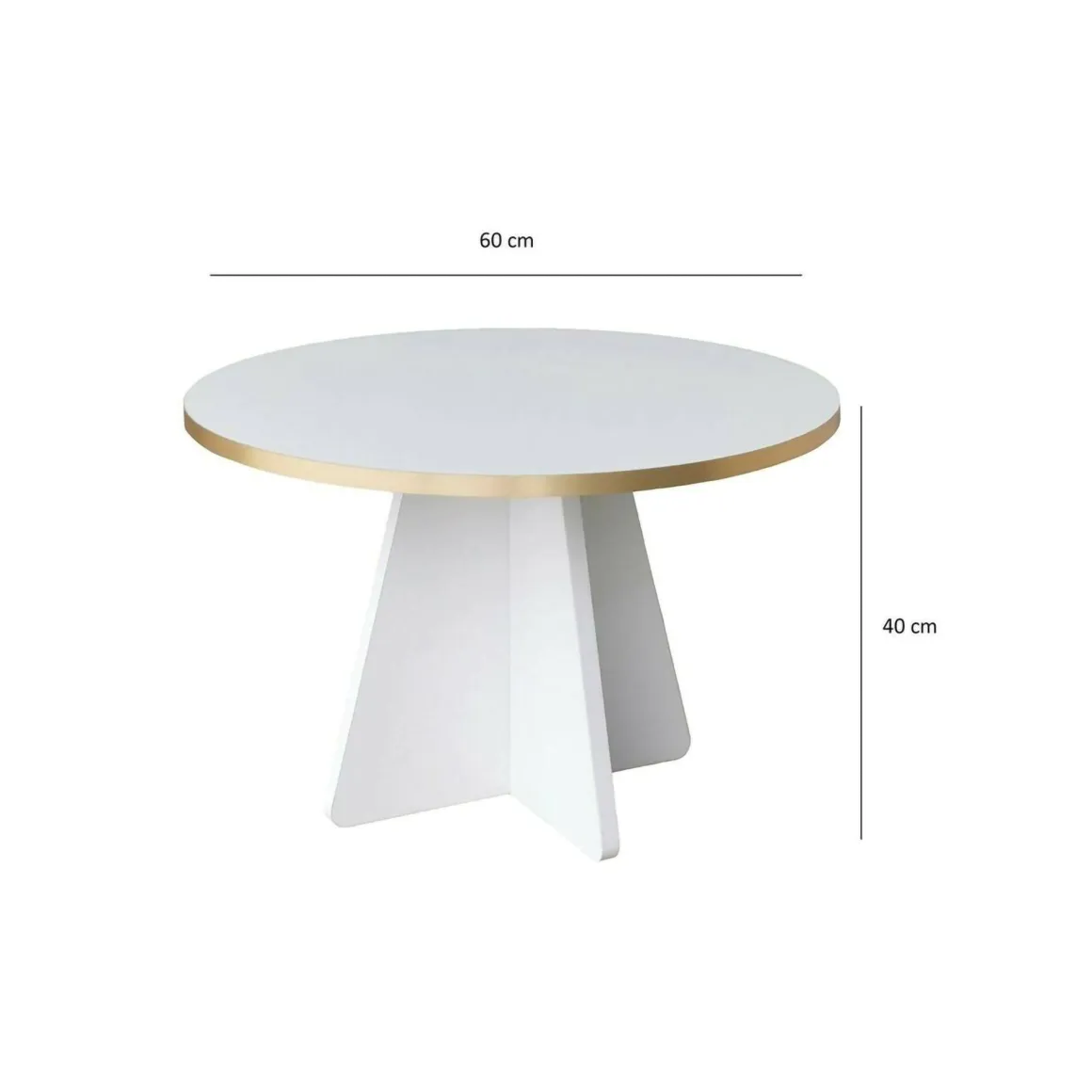 Tavolino da salotto rotondo oro e bianco 60x60x40h cm - Armanda