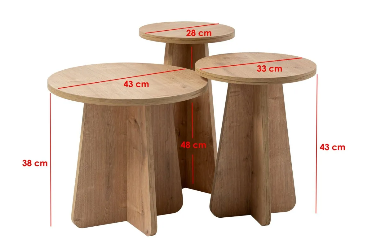 Tavolini Da Salotto > Dmora Tavolino da salotto rotondo quercia 43x43x48h cm - Amren Marrone Quercia