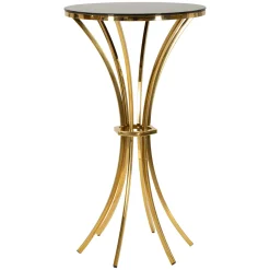 Tavolini Da Salotto > Dmora Tavolino da Salotto Trasparente oro Portaoggetti Forma Esagonale 40x35x80h cm, Colore Ripiano Trasparente - Daneso Oro, Trasparente