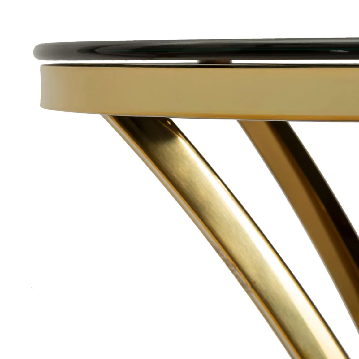 Tavolino da Salotto Trasparente oro Forma Rotondo Colore Ripiano Trasparente 108x108x60h cm, Materiale Struttura in Vetro - Datasiri