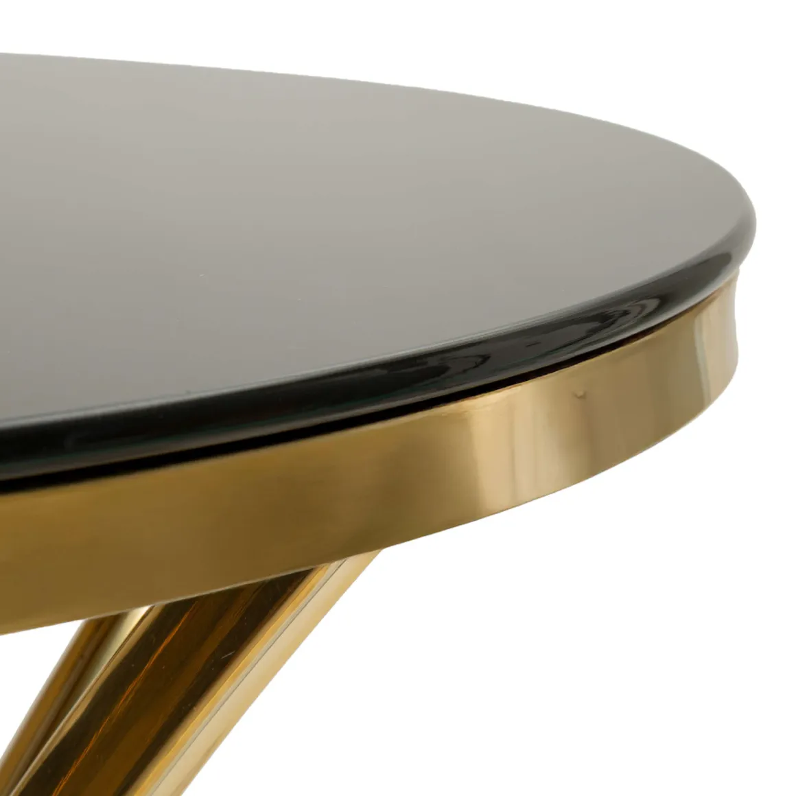 Tavolino da Salotto Trasparente oro Forma Rotondo Colore Ripiano Trasparente 108x108x60h cm, Materiale Struttura in Vetro - Datasiri