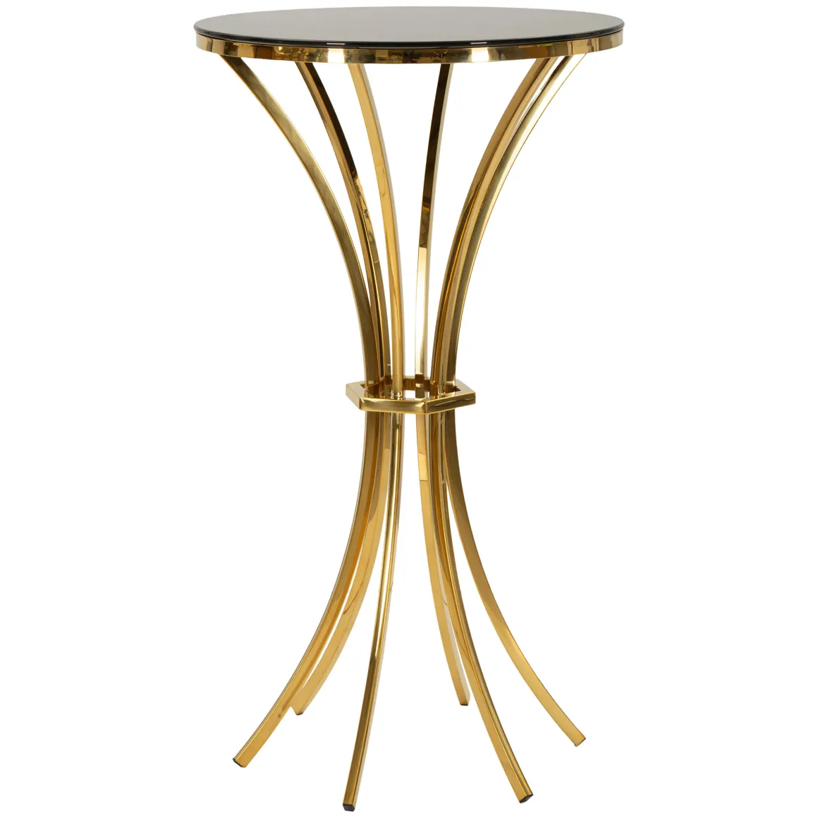Tavolino da Salotto Trasparente oro Forma Rotondo Colore Ripiano Trasparente 108x108x60h cm, Materiale Struttura in Vetro - Datasiri