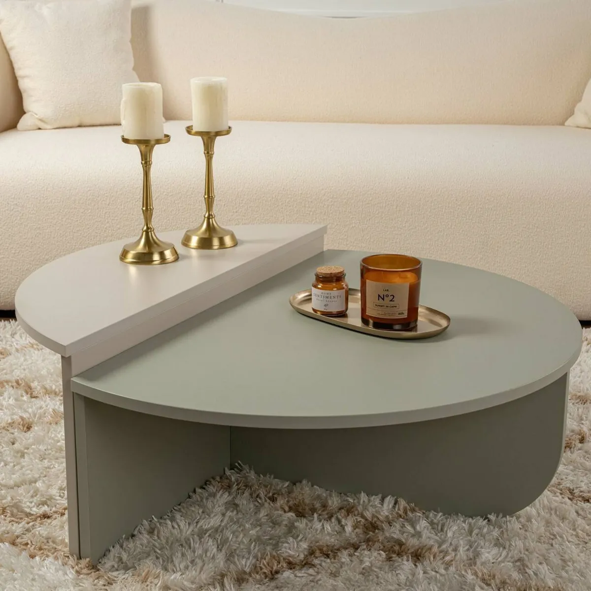 Tavolini Da Salotto > Dmora Tavolino da Salotto Peso Massimo Supportato 15 kg Forma Rettangolare 90x60x35h cm, Materiale Piano in Legno Nobilitato - Mansue Verde