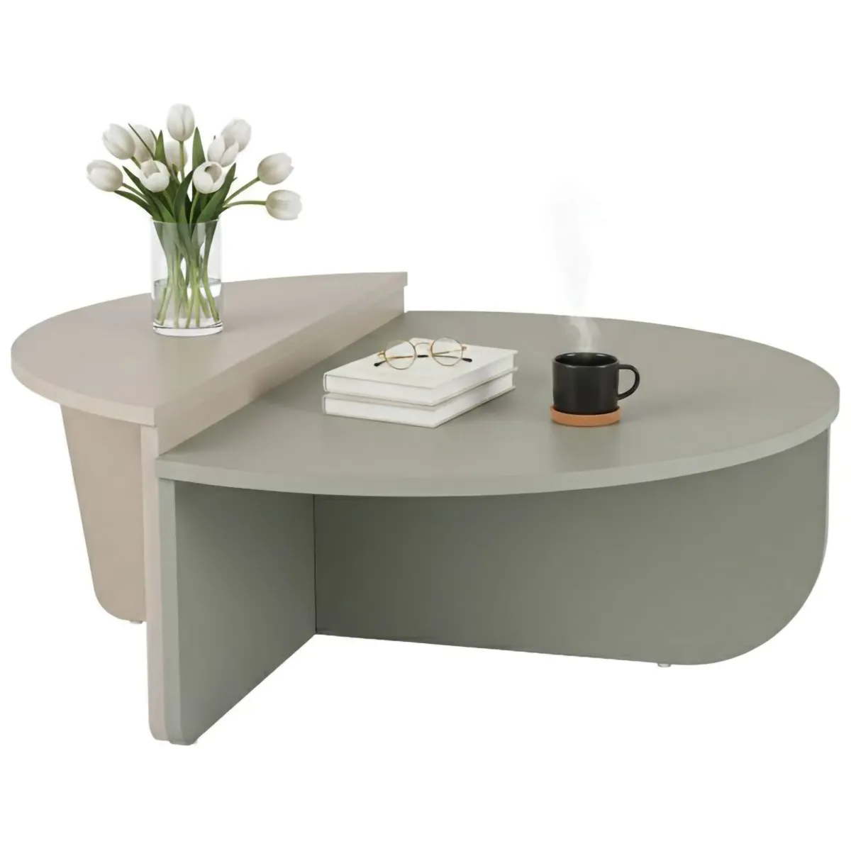 Tavolini Da Salotto > Dmora Tavolino da Salotto Peso Massimo Supportato 15 kg Forma Rettangolare 90x60x35h cm, Materiale Piano in Legno Nobilitato - Mansue Verde