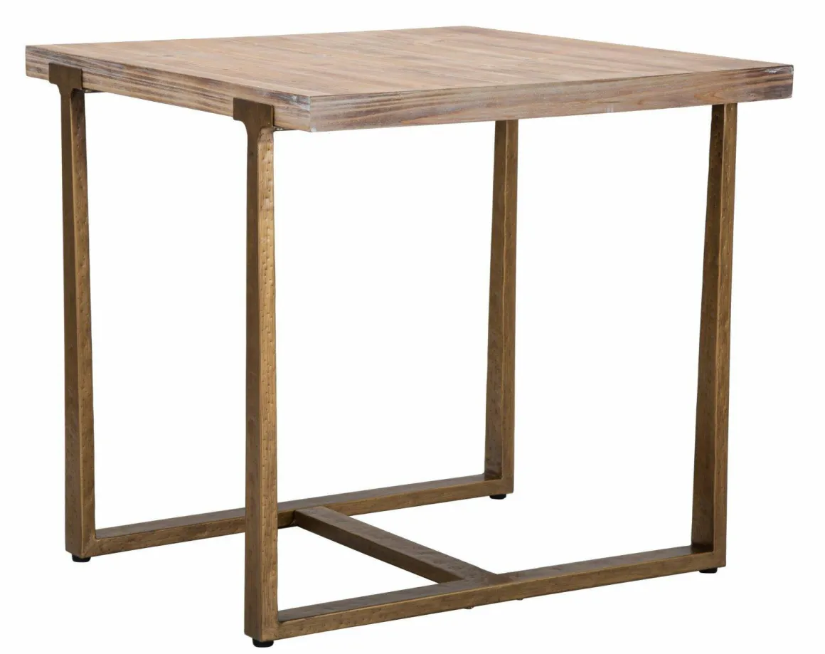 Tavolino rustico quadrato 4 posti oro e marrone 80x80cm - Kazimir