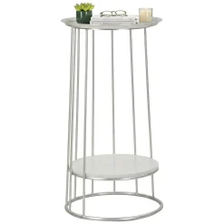 Tavolini Da Salotto > Dmora Tavolino salotto circolare 40x40x76h cm - Biferno Argento