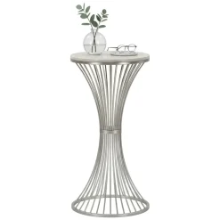 Tavolino salotto circolare argento 40x40x79h cm base intrecciata - Merli
