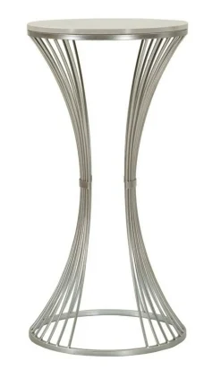 Tavolino salotto circolare argento 40x40x79h cm base intrecciata - Merli