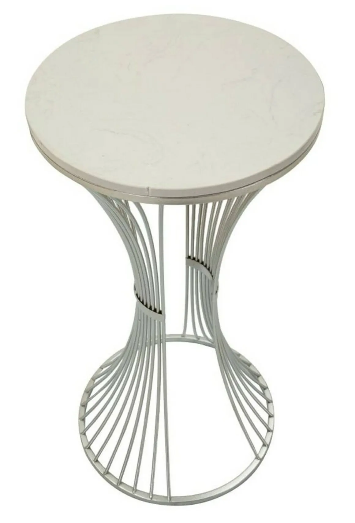 Tavolino salotto circolare argento 40x40x79h cm base intrecciata - Merli