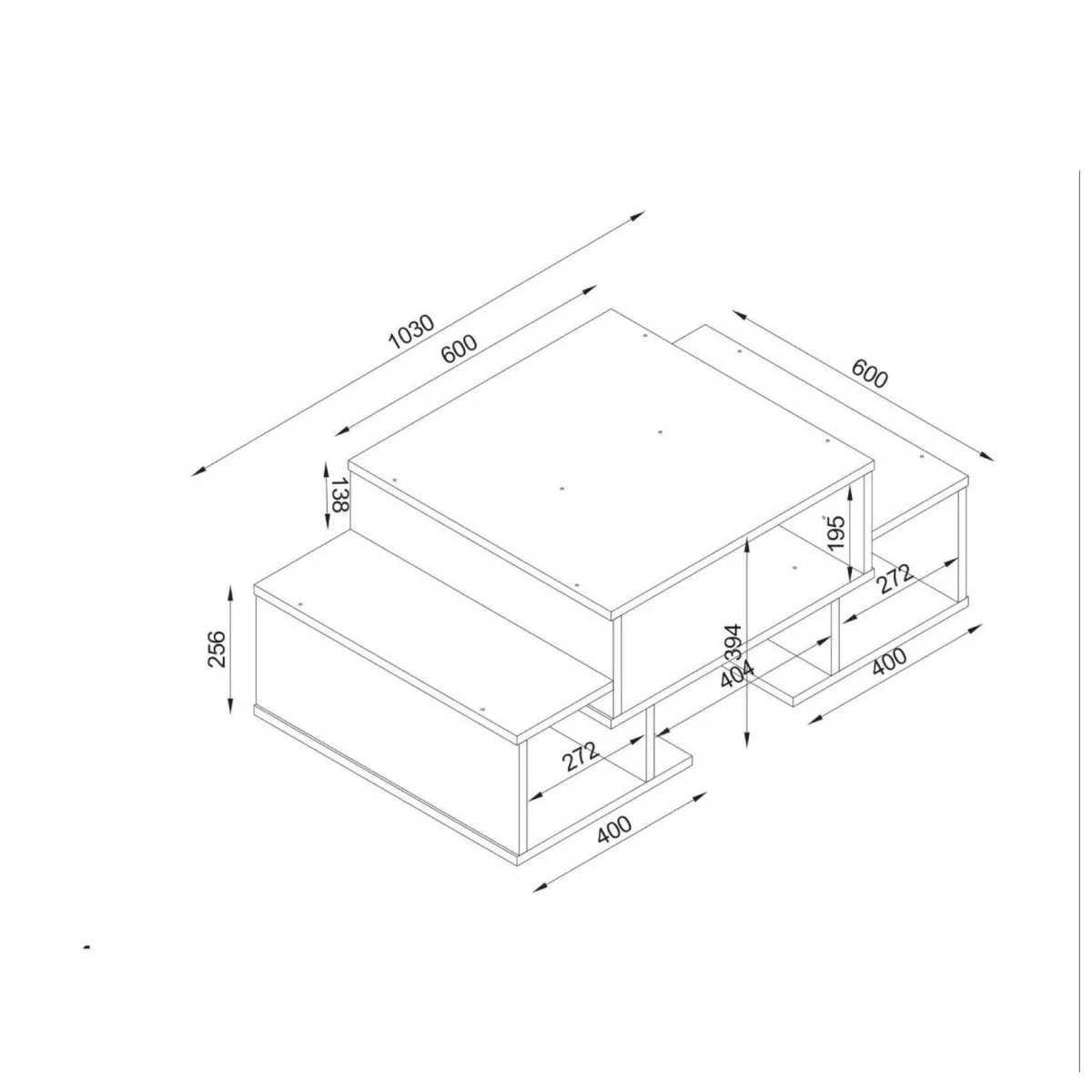 Tavolini Da Salotto > Dmora Tavolino salotto complesso bianco e noce 103x60x39h cm - Montella Marrone, Bianco Noce
