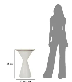 Tavolino salotto conico bianco 44x44x63h cm - Daunia