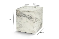 Tavolini Da Salotto > Dmora Tavolino salotto cubico marmo 45x45x50h cm - Imogen Bianco Marmo