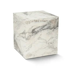 Tavolini Da Salotto > Dmora Tavolino salotto cubico marmo 45x45x50h cm - Imogen Bianco Marmo