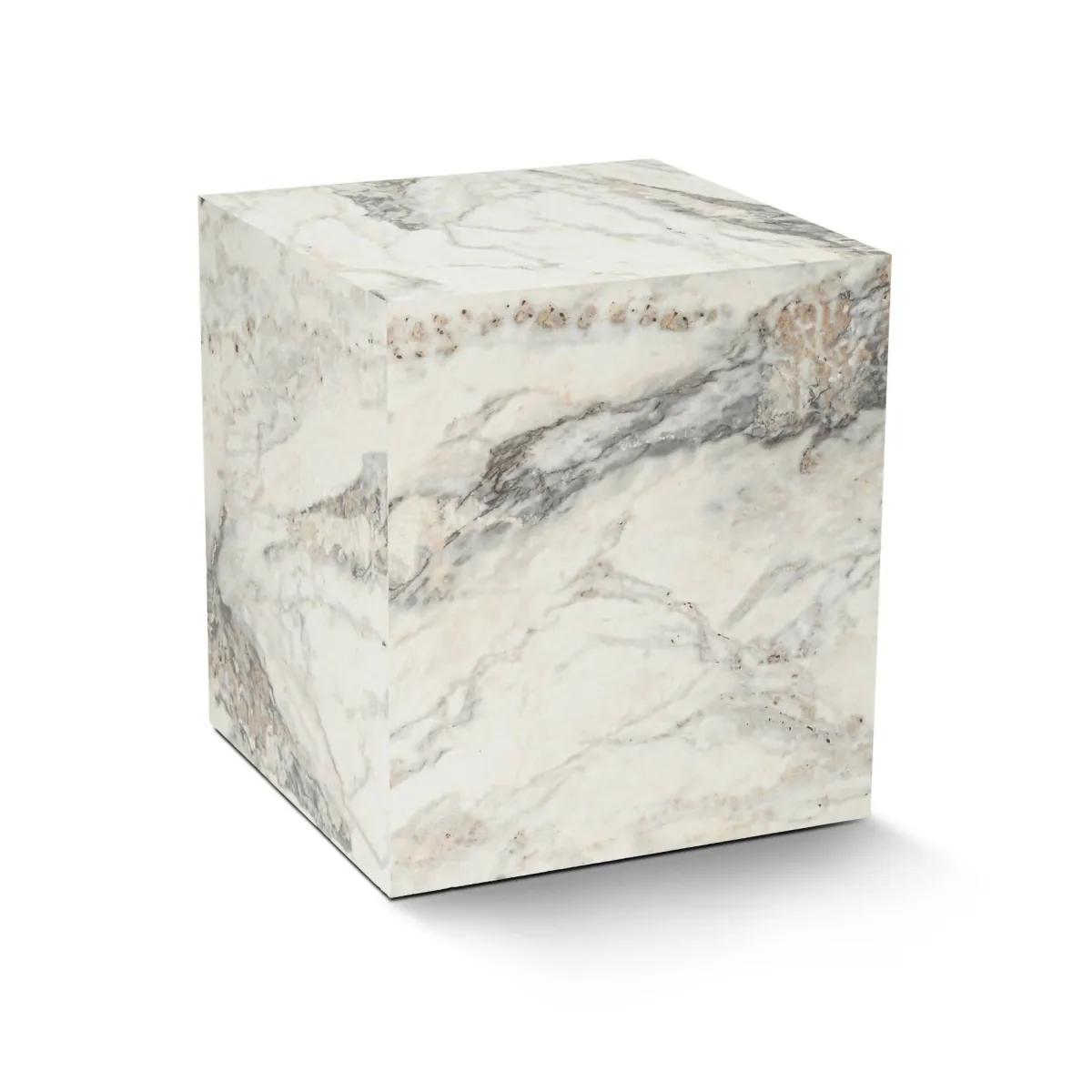 Tavolini Da Salotto > Dmora Tavolino salotto cubico marmo 45x45x50h cm - Imogen Bianco Marmo