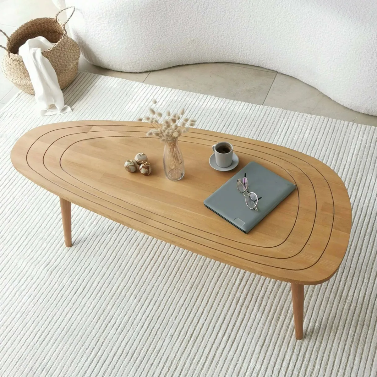 Tavolini Da Salotto|Salotto > Dmora Tavolino salotto ovale rovere 115x50x38h cm - Eugenia Marrone Rovere