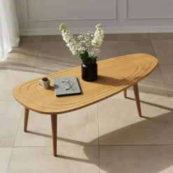 Tavolini Da Salotto|Salotto > Dmora Tavolino salotto ovale rovere 115x50x38h cm - Eugenia Marrone Rovere