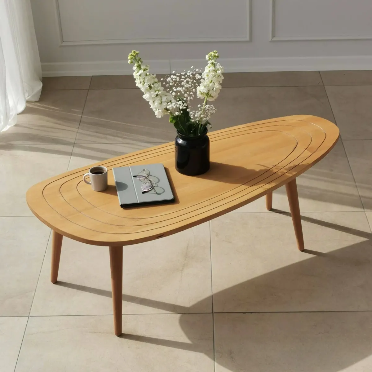 Tavolini Da Salotto|Salotto > Dmora Tavolino salotto ovale rovere 115x50x38h cm - Eugenia Marrone Rovere