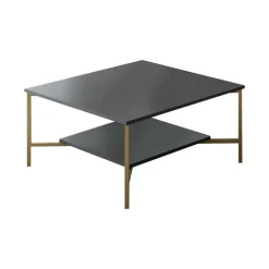 Tavolino salotto quadrato antracite e oro 80x80x40h cm - Mia