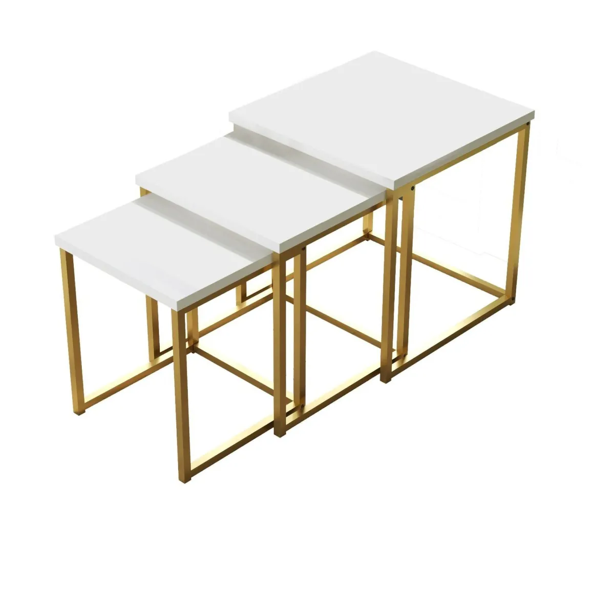 Tavolino salotto quadrato bianco e oro 40x40x42h cm - Collio