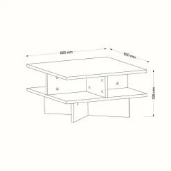 Tavolino salotto quadrato noce e bianco 60x60x31h cm - Sovrani
