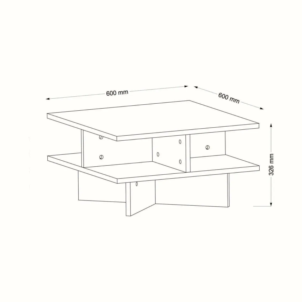 Tavolino salotto quadrato noce e bianco 60x60x31h cm - Sovrani
