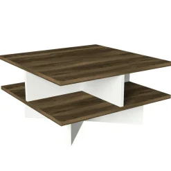 Tavolino salotto quadrato noce e bianco 60x60x31h cm - Sovrani