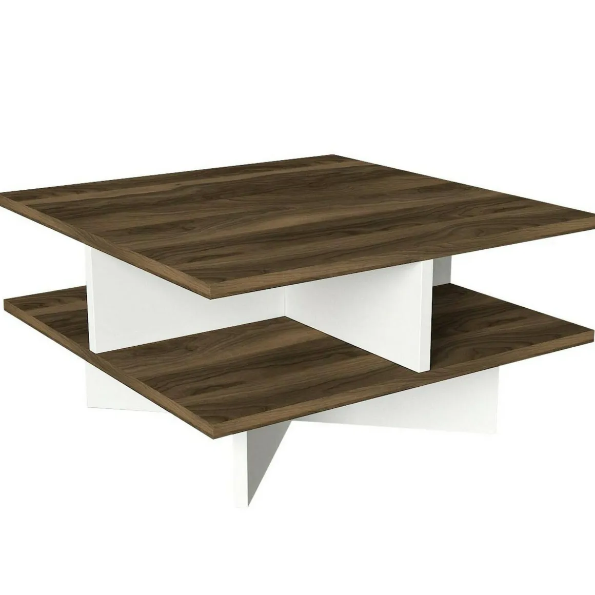 Tavolino salotto quadrato noce e bianco 60x60x31h cm - Sovrani